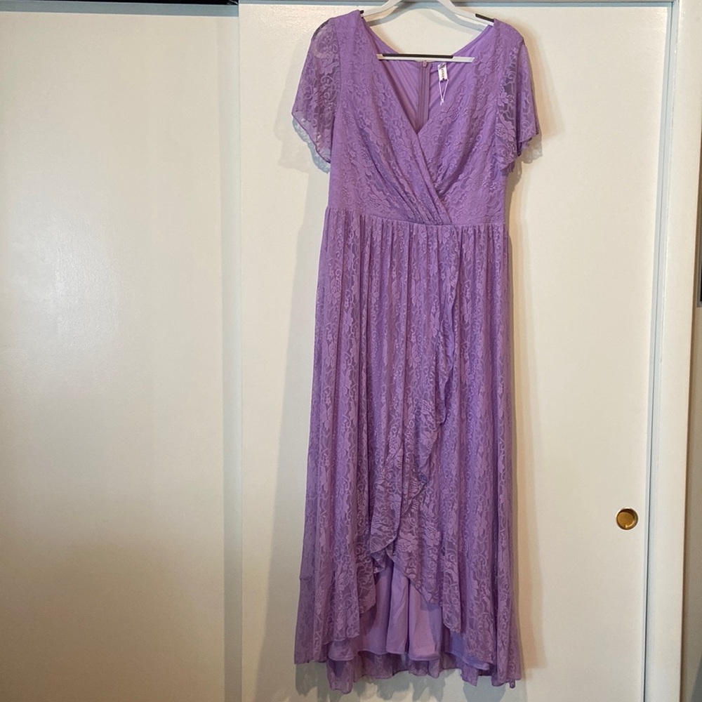 Ever Pretty Lilac/Lavender High-Low Lace Maxi Dress.